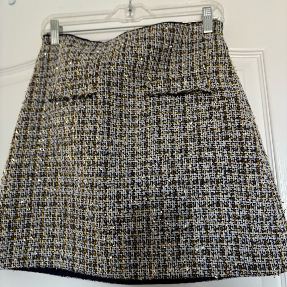 LOFT Black and Gold Tweed Mini Skirt